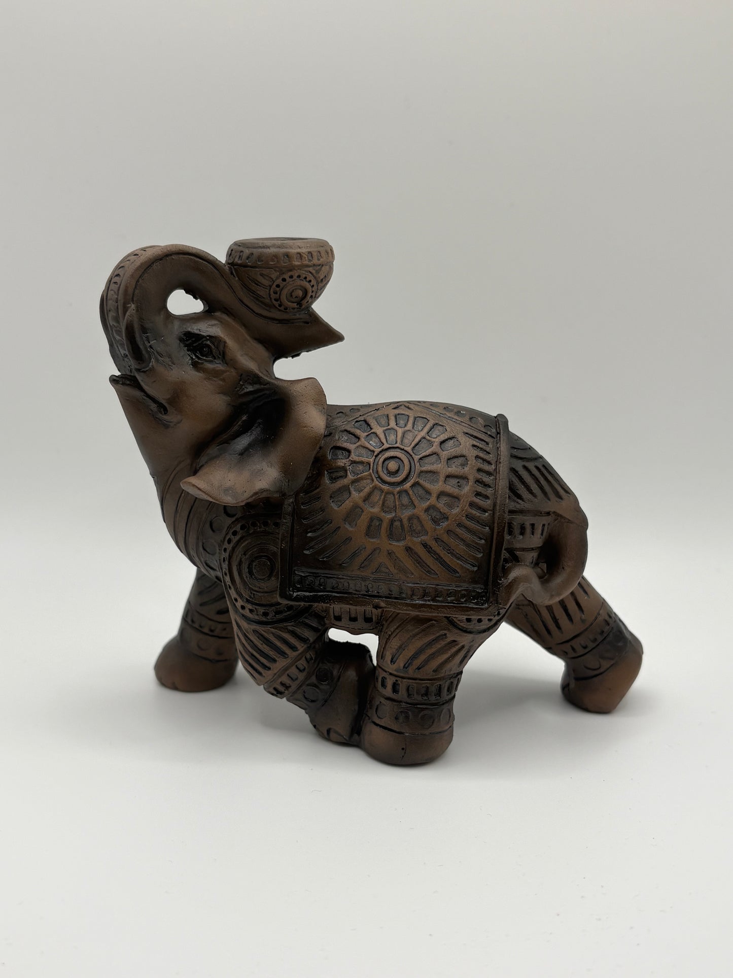 Back Flow Incense Burner - Wood Effect Elephant